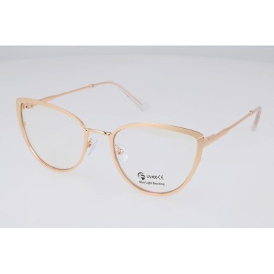 Złote okulary kocie do komputera damskie z filtrem BLUE Light zerówki 2583-6