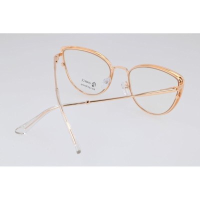 Złote okulary kocie do komputera damskie z filtrem BLUE Light zerówki 2583-6