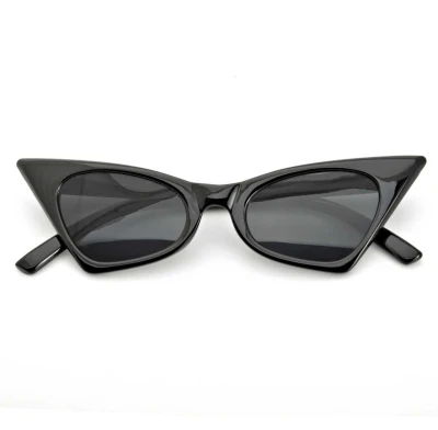 Okulary damskie przeciwsłoneczne kocie oczy czarne w połysku F-290