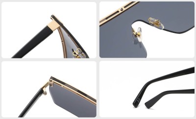 Damskie okulary przeciwsłoneczne Glamour półramkowe kwadratowe pełne szkło SKK-04