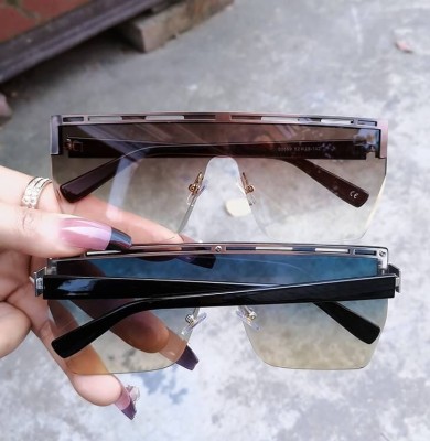 Damskie okulary przeciwsłoneczne Glamour półramkowe kwadratowe pełne szkło SKK-04D