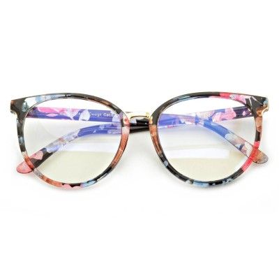 Okulary Kocie Oczy Korekcyjne z Antyrefleksem Zerówki POL-BLF-727AK