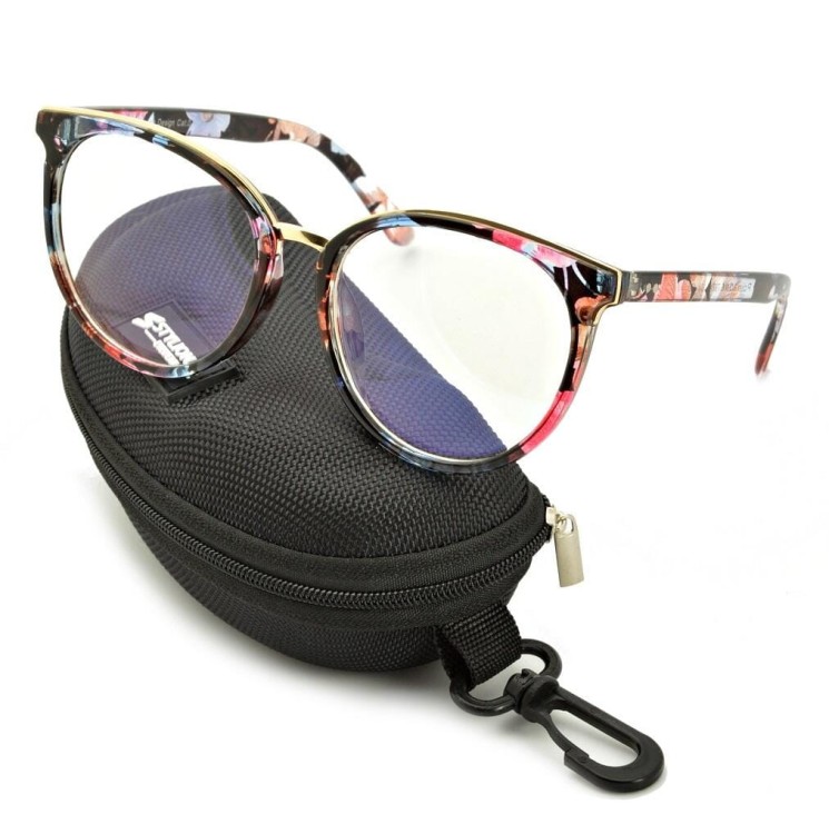 Okulary Kocie Oczy Korekcyjne z Antyrefleksem Zerówki POL-BLF-727AK