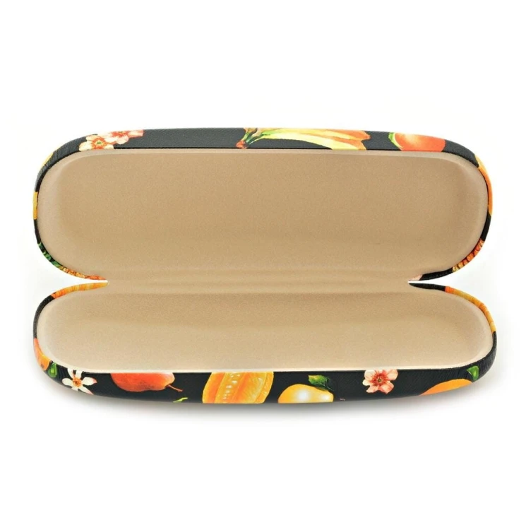 Twarde etui na okulary czarne w kolorowe owoce ET-109A