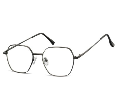 Okulary Sześciokątne zerówki oprawki optyczne 911 czarne