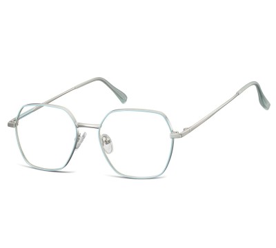 Okulary Sześciokątne zerówki oprawki optyczne 911A błękitno-srebrne
