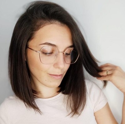 Okulary Sześciokątne zerówki oprawki optyczne 911D różowe złoto