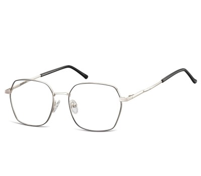 Okulary zerówki oprawki optyczne 913E srebro-czarne