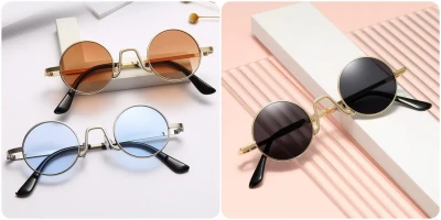 Okulary przeciwsłoneczne stalowe Okrągłe Lenonki UV400 SKK-01B