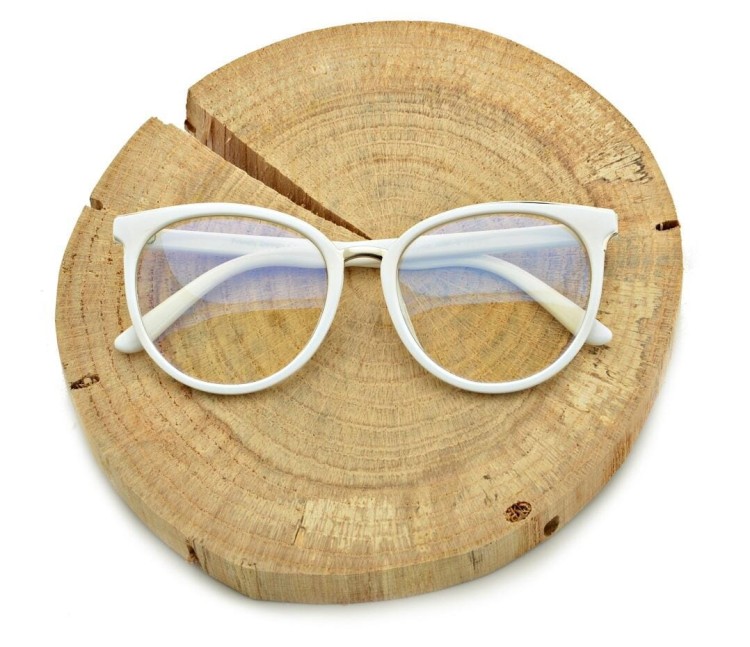 Białe okulary damskie z filtrem BLUE LIGHT do komputera zerówki EST-109K-5