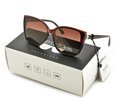 Damskie okulary przeciwsłoneczne polaryzacyjne brązowe EST-06-2 Estillo