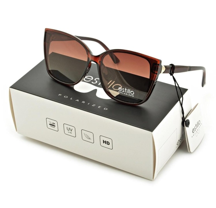 Damskie okulary przeciwsłoneczne polaryzacyjne brązowe EST-06-2 Estillo