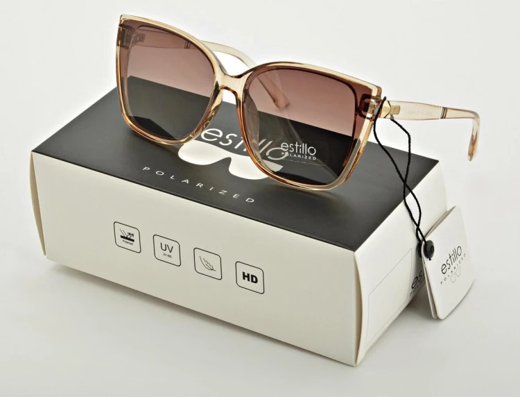 Damskie okulary przeciwsłoneczne polaryzacyjne z filtrem UV400 beżowe EST-06-15 Estillo