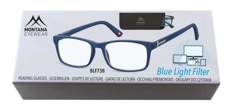 Okulary z filtrem do komputera i czytania moc: +3.50 Korekcyjne Plusy z Antyrefleksem Montana BLFBOX73B