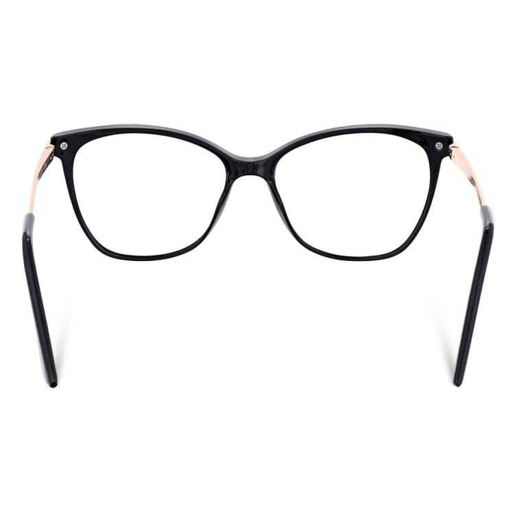 Plusy +2.00 damskie okulary do czytania korekcyjne Kocie Oczy z flexami ST320 czarno-złote