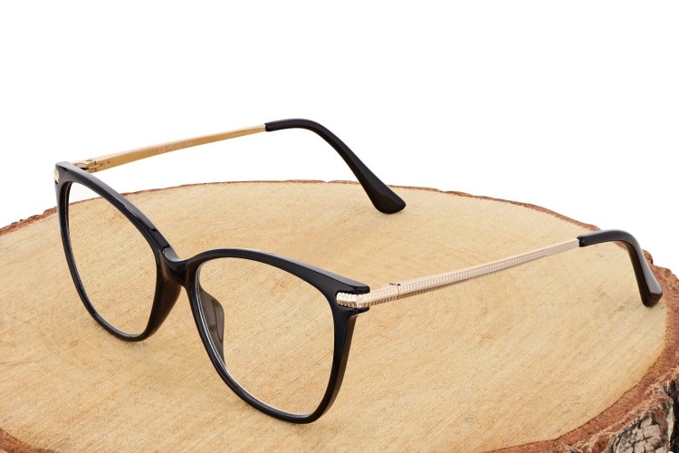 Plusy +3.50 damskie okulary do czytania korekcyjne Kocie Oczy z flexami ST320 czarno-złote