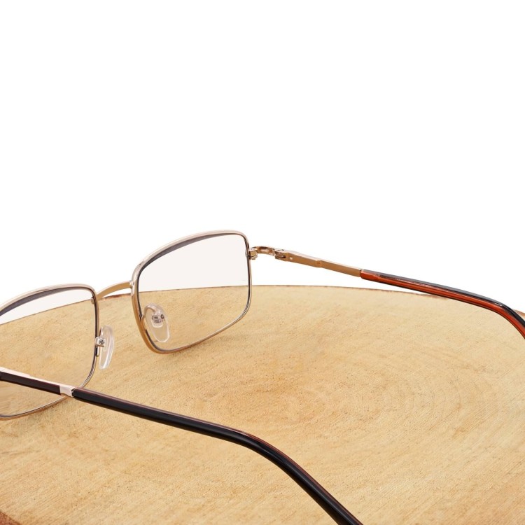 Plusy +1.00 Fotochromowe korekcyjne okulary do czytania z flexami ST334 złoty/brąz