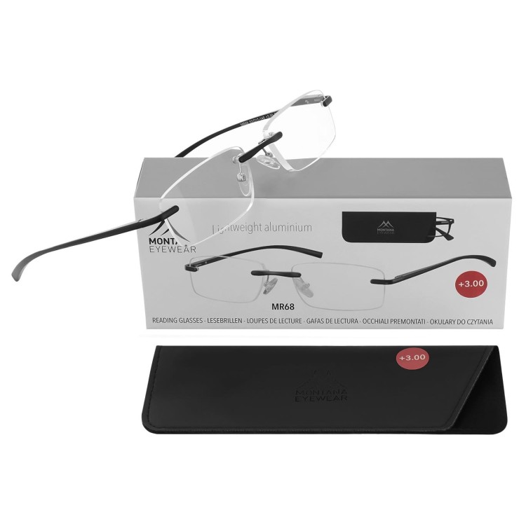 Patentki Bezramkowe Asferyczne Okulary aluminiowe do Czytania Montana MR68 moc: +3.5