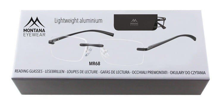 Patentki Bezramkowe Asferyczne Okulary aluminiowe do Czytania Montana MR68 moc: +3.5