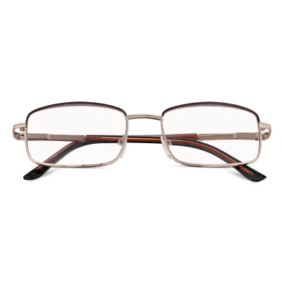 Plusy +2.50 Fotochromowe korekcyjne okulary do czytania z flexami ST334 złoty/brąz