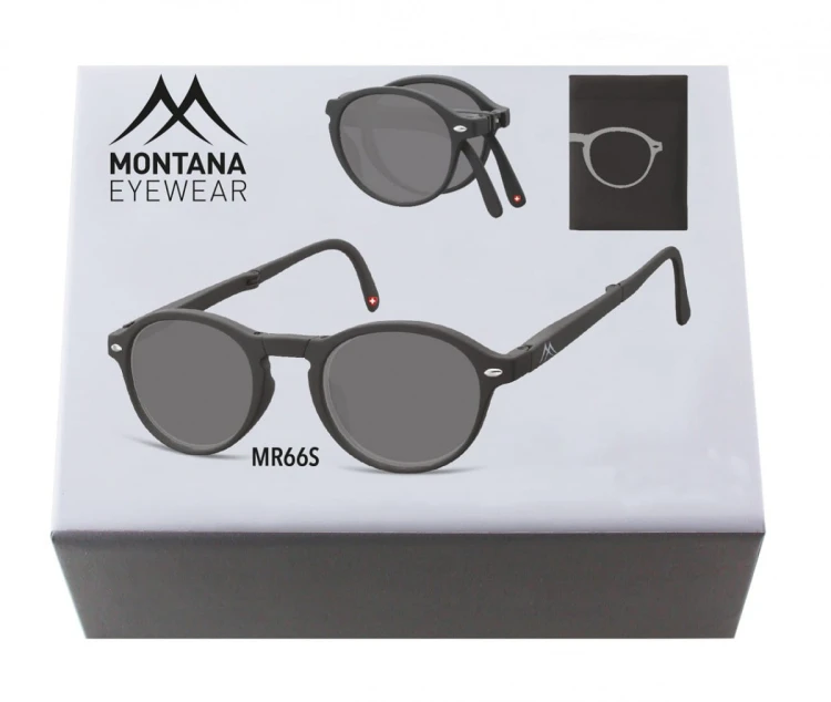 Przyciemniane Składane okulary do czytania Asferyczne Lenonki Montana BOX66S moc: +2.5