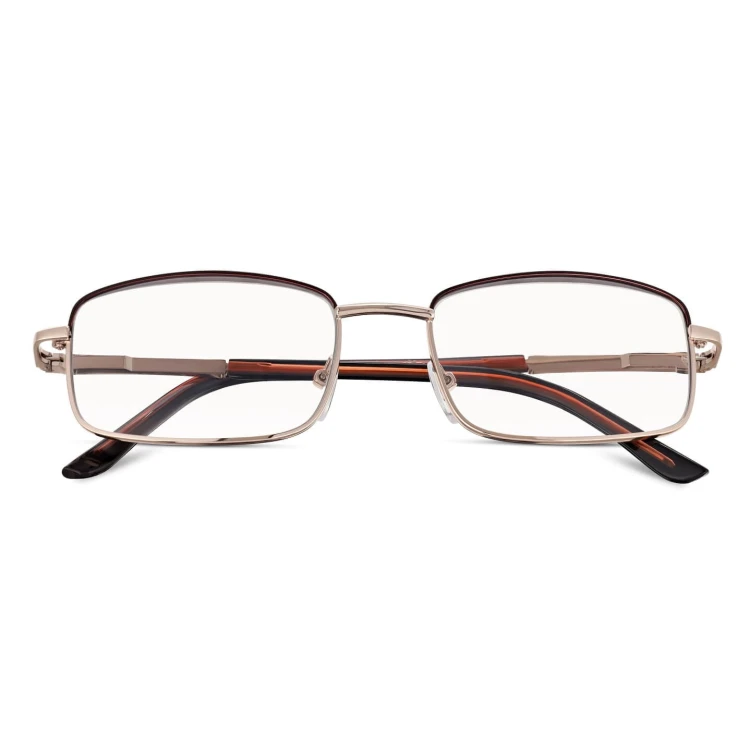 Plusy +4.00 Fotochromowe korekcyjne okulary do czytania z flexami ST334 złoty/brąz