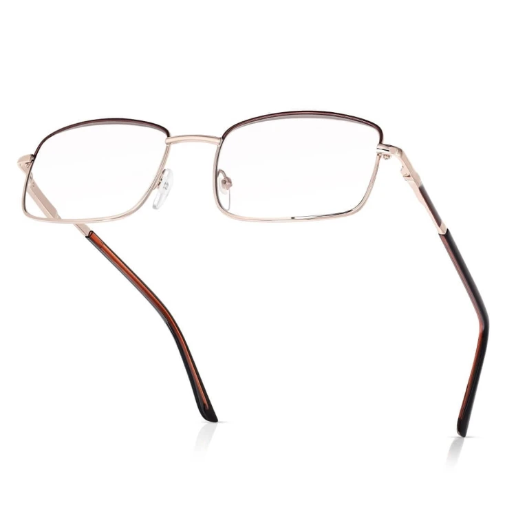 Plusy +4.00 Fotochromowe korekcyjne okulary do czytania z flexami ST334 złoty/brąz