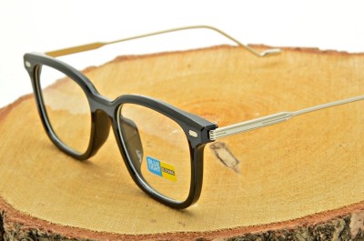 Okulary zerówki do komputera Prostokątne z filtrem BLUE LIGHT SV100 czarno-srebrne