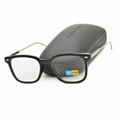 Okulary zerówki do komputera Prostokątne z filtrem BLUE LIGHT SV100 czarno-srebrne