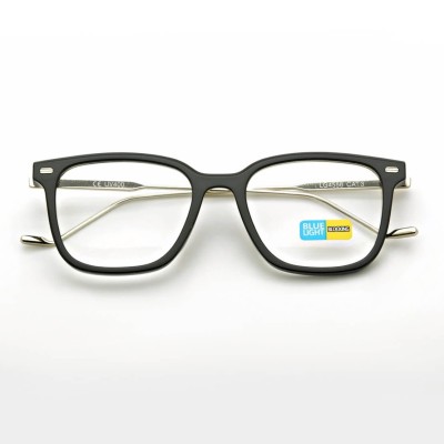 Okulary zerówki do komputera Prostokątne z filtrem BLUE LIGHT SV100 czarno-srebrne