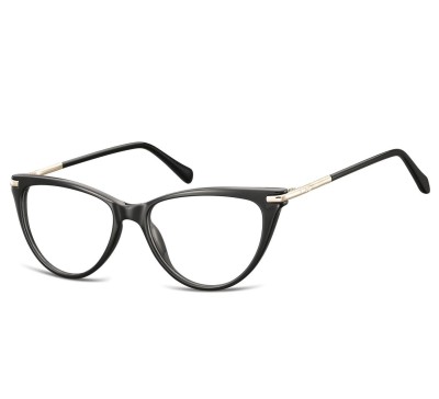 Okulary zerówki korekcyjne Kocie Oczy damskie AC1 czarno-złote