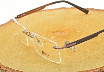 Bezramkowe prostokątne oprawki okularowe Nikitana na teleskopach STNK3B Brązowe