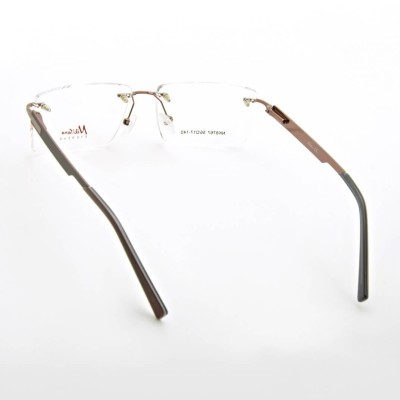 Bezramkowe prostokątne oprawki okularowe Nikitana na teleskopach STNK3B Brązowe