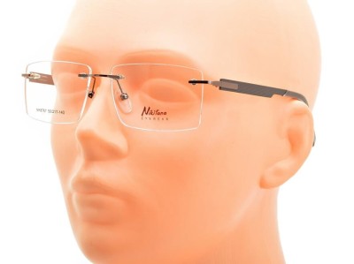 Bezramkowe prostokątne oprawki okularowe Nikitana na teleskopach STNK3B Brązowe