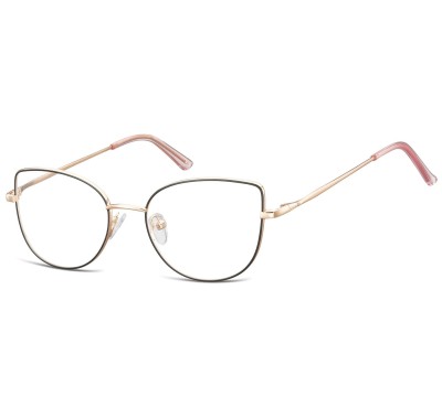 Okulary oprawki korekcyjne kocie oczy zerówki Sunoptic L119A złoto-czarne