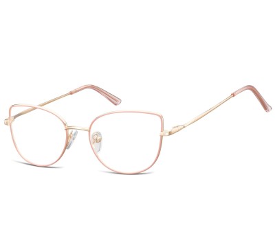 Okulary oprawki korekcyjne kocie oczy zerówki Sunoptic L119D złoto-różowe