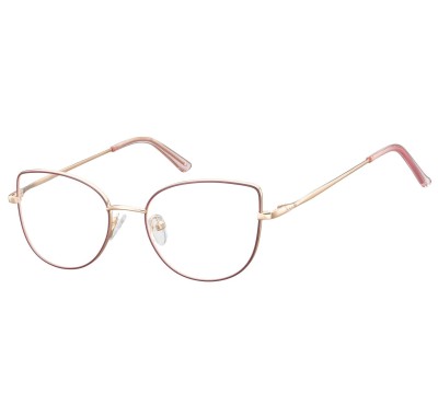 Okulary oprawki korekcyjne kocie oczy zerówki Sunoptic L119E złoto-bordowe