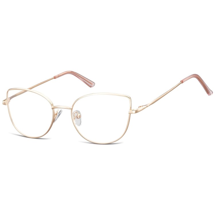 Okulary oprawki korekcyjne kocie oczy zerówki Sunoptic L119F różowe złoto