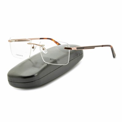 Bezramkowe prostokątne oprawki okularowe ALANIE na teleskopach STAL1A Złoty/Panterka