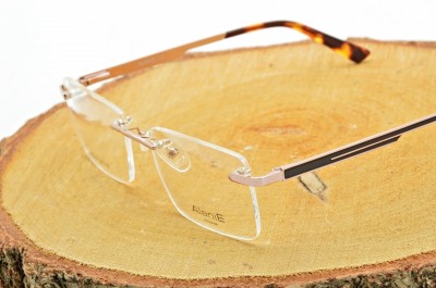 Bezramkowe prostokątne oprawki okularowe ALANIE na teleskopach STAL1A Złoty/Panterka