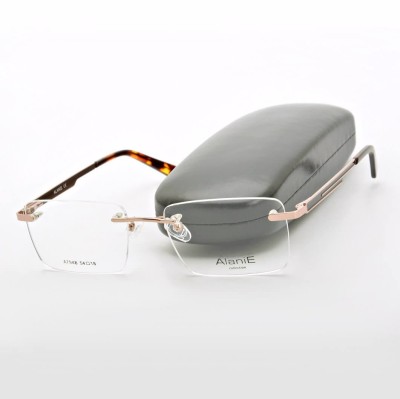 Bezramkowe prostokątne oprawki okularowe ALANIE na teleskopach STAL1A Złoty/Panterka