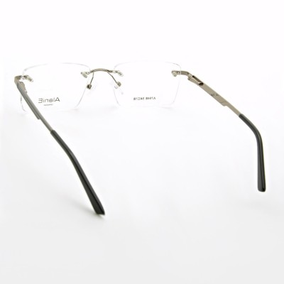 Bezramkowe prostokątne oprawki okularowe ALANIE na teleskopach STAL1B Grafitowe