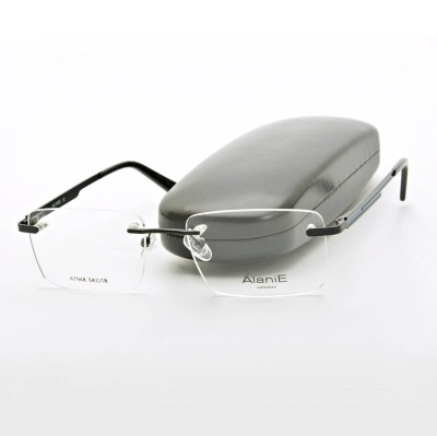 Bezramkowe prostokątne oprawki okularowe ALANIE na teleskopach STAL1C Czarny/Granatowy