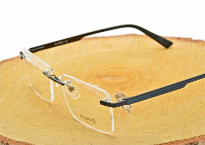 Bezramkowe prostokątne oprawki okularowe ALANIE na teleskopach STAL1C Czarny/Granatowy