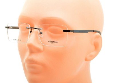 Bezramkowe prostokątne oprawki okularowe ALANIE na teleskopach STAL1C Czarny/Granatowy