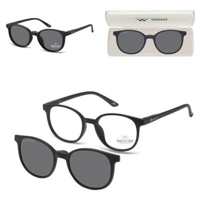 2w1 - Plusy +2.50 OKULARY DO CZYTANIA + NAKŁADKA PRZECIWSŁONECZNA z Polaryzacją CLIP-MRC-2