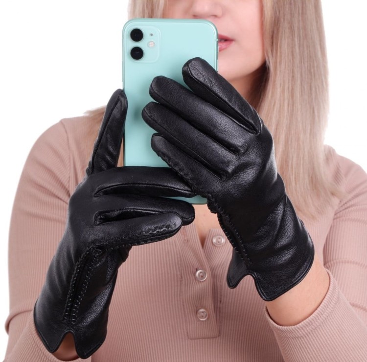 Damskie Rękawiczki skórzane ocieplane DOTYKOWE 'miś' RKW9-XXL rozm.XXL