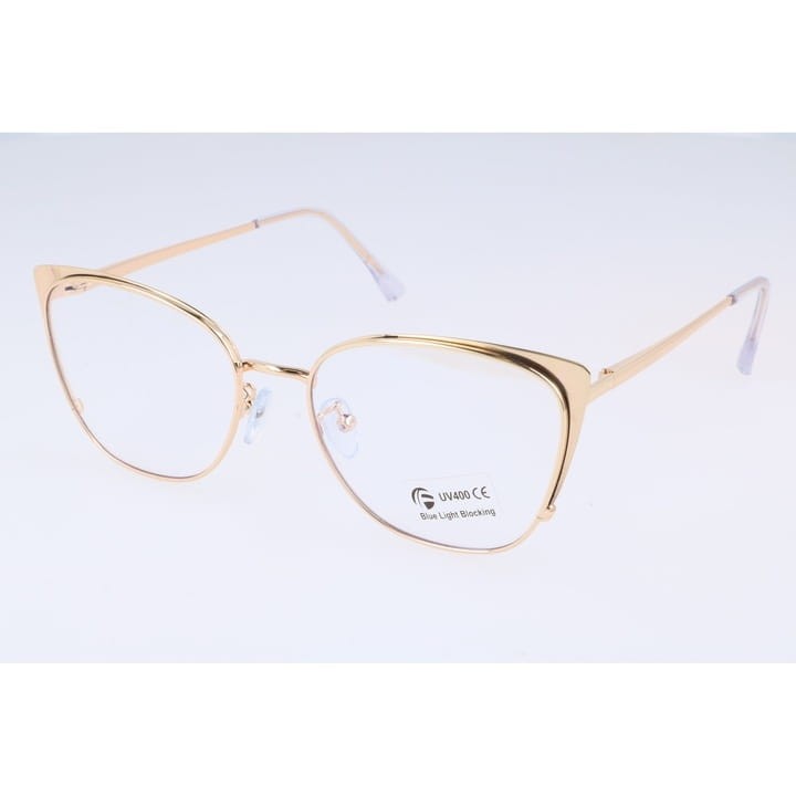 Złote Okulary kocie do komputera damskie z filtrem BLUE Light zerówki 2585-4