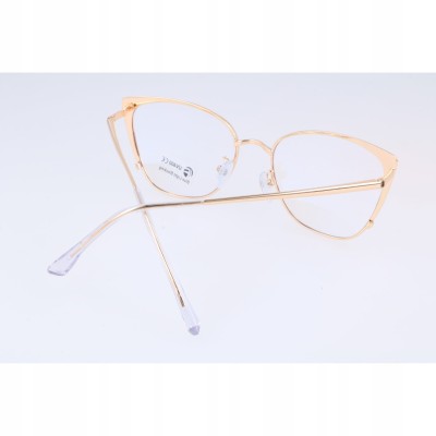 Złote Okulary kocie do komputera damskie z filtrem BLUE Light zerówki 2585-4