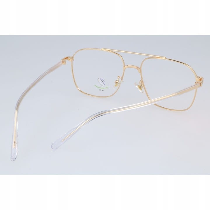Pilotki Złote druciane okulary zerówki filtr Blue Light do komputera 25108A